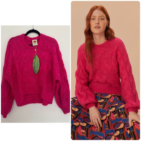 Farm Rio Pink Maxi Cable Knit Sweater - Picture 1 of 6